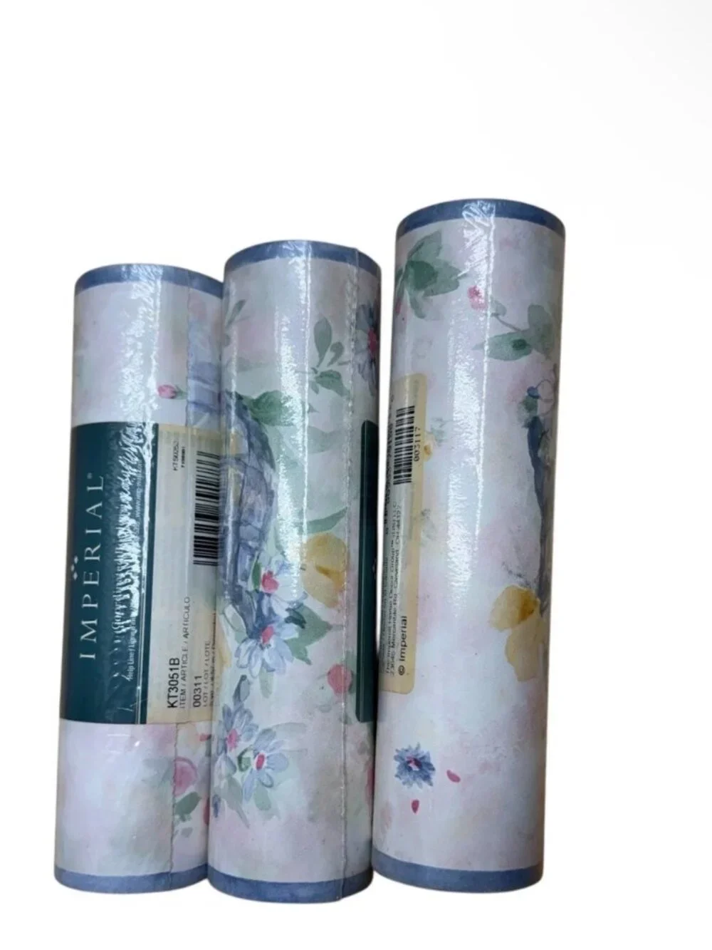 Vintage Wallpaper Border Floral Watercolor Cottage Core 80s Imperial 3 Rolls NEW